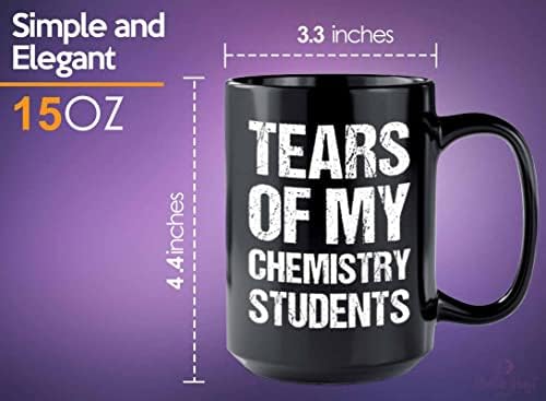 Tears of my Кафеена чаша 15 унции Черни на цвят - студентите-химици - Научни подаръци Учител по химия в Периодичната таблица, Лаборатория Молекули