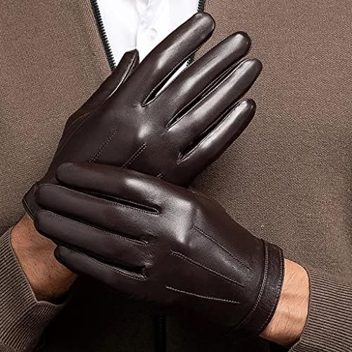Есенно-зимни мъжки бизнес Къси ръкавици LEIGE със сензорен екран върху целия пръст, Кожени ръкавици за шофиране (Цвят: D, размер: код