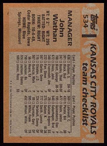 1988 Topps # 534 Джон Уотан Канзас Сити Роялз (бейзболна картичка) NM / MT Рояли