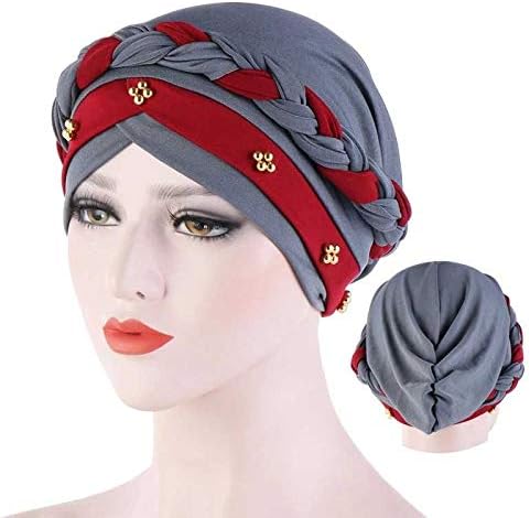 WPYYI два цвята-Шапки-hijabs с бисерной дантели, Пролетно-Есенна мюсюлманска шапчица-Тюрбан с аромат, Модерен Памучни вътрешна шапки-Hijabs, готови за носенето (Цвят: H)