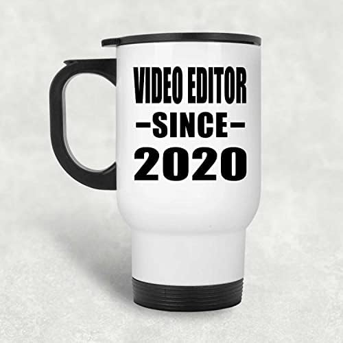Видеоредактор Designsify С 2020 г., Бяла Пътна Чаша 14 грама, на Чаша с Изолация от Неръждаема Стомана, Подаръци за рожден Ден, Годишнина, Коледа, Деня на Бащи и Майки