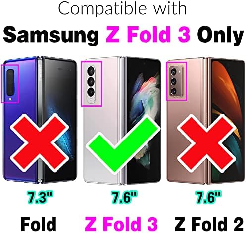 Asuwish Калъф за телефон Samsung Galaxy Z Fold 3-5 Г 2021 Свързани с портфейла си, Панти Държач за карти, Поставка, Здрав Слот, Аксесоари за Мобилни телефони, Gaxaly ZFold3 Z3 Fold3 3Z ZFold35G, Женс?