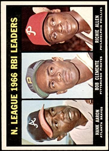 1967 Topps # 242 Лидери NL RBI Ханк Аарон / Reach Алън / Роберто Клементе Брейвз/Пирати / Филис (Бейзболна картичка) EX / MT Braves / Пирати / Филис