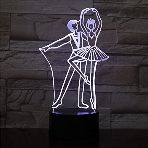 Jinnwell 3D Балетната Нощна Лампа Илюзия 7 Цвята, с Променящ се Сензорен Прекъсвач, Настолни Лампи за Украса на Масата, Led Коледен Подарък с Акрилни Плосък КОРЕМ-база, USB-К?
