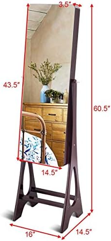 Огледален шкаф, Органайзер за бижута, Шкаф с огледало и сензорен екран (Premium Line), led светлини, регулируем разпоредби (Line Elegant Premium & Classic)-Стоящ Огледален шкаф за бижута (