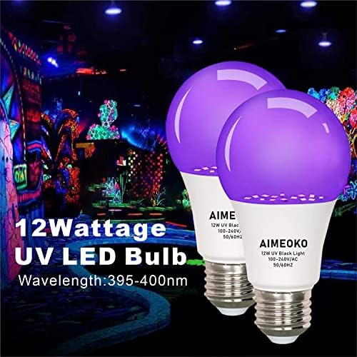 Черна крушка AIMEOKO 12 W (еквивалент на 100 Вата) - UV-led лампи E26 за неон парти, за Хелоуин, Флуоресцентна плакат, боя за тяло -