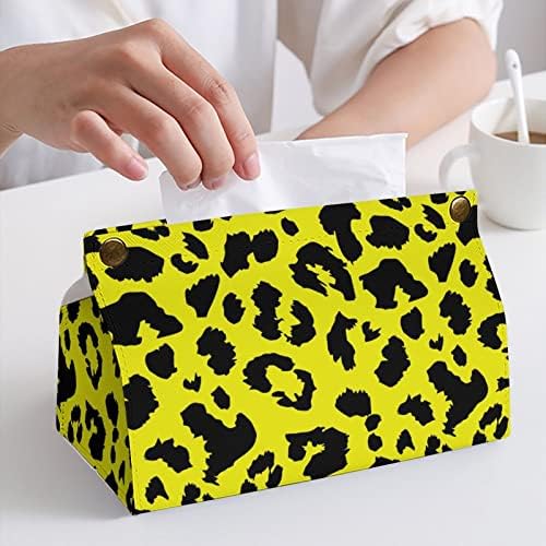 Жълт Леопард тъкан капака на кутията с модерна изкуствена кожа кърпички тъкани куб титуляр за баня авто нощ офис