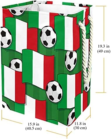 Inhomer Флаг на Италия Футболна Голяма Кошница за дрехи, Водоустойчив Сгъваема Кошница за Дрехи, Кошница за Дрехи, Органайзер за Играчки,