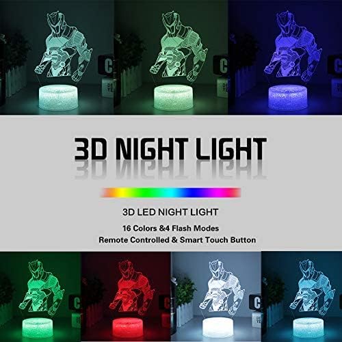 Omega Night Light Лампа с ефект 3D Визия led Нощни Лампи Детска Стая Декор Спални Настолна Лампа с Дистанционно Управление и 16 Цвята Идеи за подарък за рожден Ден за юноши (Omega