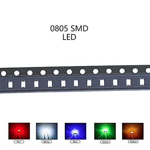 Cermant (5 цвята х 20 бр. = 100 бр) Комплект led лампи SMD 0805 (мини-чип 0,08 x 0,05 инча) Суперяркие лампи за осветление, Електронни компоненти, диоди, излъчващи светлина
