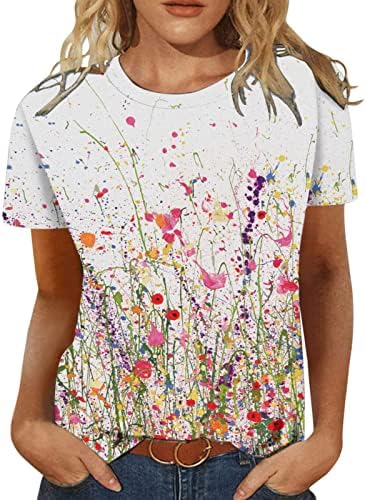 Дамски Графични Тениски С Къс Ръкав, Модерна Блуза, Топ, Цветен Принтом, Дамски Ежедневни Тениски на Лято 2023
