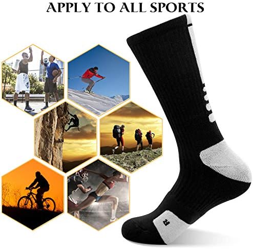 MUMUBREAL Елитни Баскетболни Чорапи, Меки Спортни Чорапи за Екипажа, Дебели Компресия Спортни Чорапи за Мъже и Жени