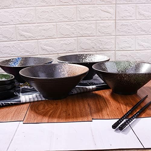 Колекция от Керамични Мисок 7,8 инча за кухня, Дълбоки Купички за супа, 33,5 унция, Големи Порцеланови Салата в японски стил, Определени
