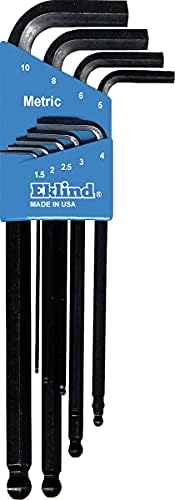 Шестограмен ключ EKLIND 13609 с топка глава-L-образен шестограмен ключ - комплект от 9 теми, метрични размери мм, серия с дължина 1,5-10