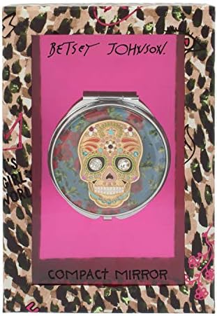 Пудреница с розов мотив Betsey Johnson Захарен череп в кутия за Подарък Betsey Johnson