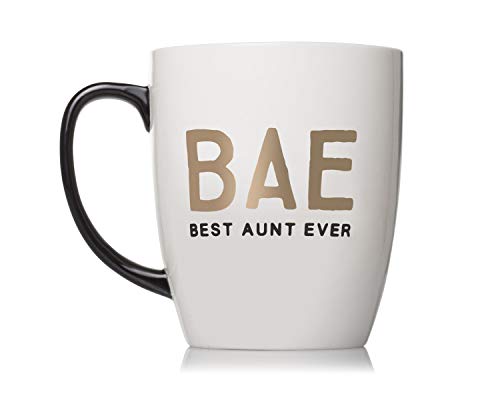 Керамична Чаша Pearhead Bae Best Aunt Някога, Кафеена Чаша за леля, най-Добрите Подаръци За Леля, Бяла