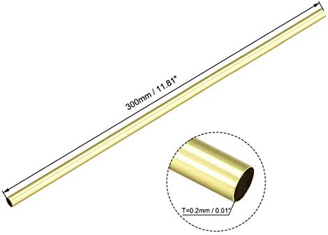 латунная тръба uxcell, 4 mm 4.5 mm, 5 mm 5,5 мм, 6 мм, 6,5 mm Диаметър x 0,2 mm, Дебелина на стената, дължина 300 mm, Безшевни Кръгли