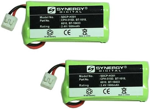 Батерии за безжични телефони Synergy Digital, съвместими с wi-fi телефон на AT & T-Lucent CL82209, (Ni-MH, В 2,4, 800 mah) голям капацитет, комбиниран комплект включва: 2 батерии SDCP-H301