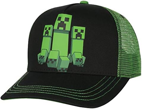 Бейзболна шапка на JINX Minecraft пълзящо растение Rush шофьор на камион, Зелена /Черна, Младежта
