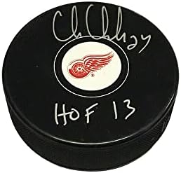 КРИС ЧЕЛИОС подписа на шайбата на Детройт Ред Уингс - HOF 13 - за Миене на НХЛ с автограф