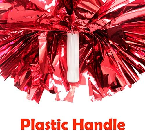 Hoosing 2 Опаковки Помпонов за Подбадривания Метални с Пластмасова дръжка, за Подбадривания Отборен Дух Танцови Видове Спорт на Децата