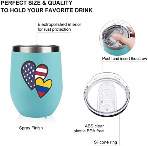 Блокиране на сърца Американски флаг Колумбия Бутилка, Чаша с капак Изолиран чаша от неръждаема стомана двойни стени на Офис чаши за дома