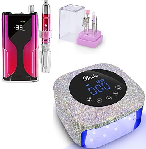 Професионална Пробивна машина Belle за нокти и Безжична UV Led Лампа за нокти със Сензорен контрол и Сензорен Таймер, Безжична Лампа
