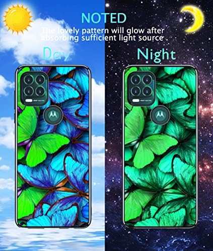 YOVIAKK е Съвместим с Motorola Moto G Stylus (2021) 5G, Оборудвана, с шарени пеперуди, Светещи в тъмното, Хибриден Защитен калъф от мек