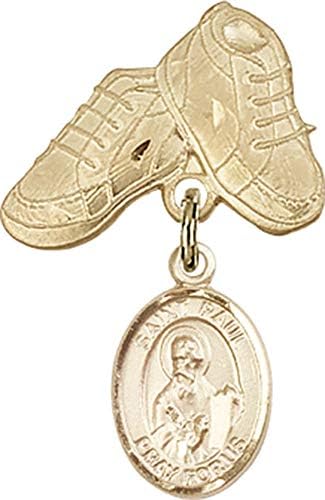 Детски икона Jewels Мания за талисман на Свети Апостол Павел и игла за детски сапожек | Детски иконата със златен пълнеж с талисман на