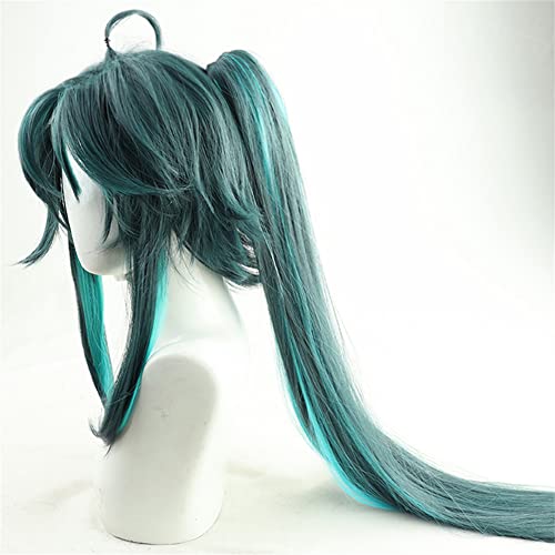 Xingwang Queen Аниме Xiao Cosplay перука тъмно зелен разход на синьо вечерни перуки за жени, момичета (перука с опашка на кон с дължина