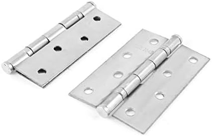 X-DREE 2 броя Метални панти за мебелната врата тръби с дължина 3,7 инча, Обков сребристи тонове (2 Unidades 3,7' 'Herrajes de metal plegados