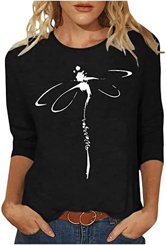 Дамска Лятна Тениска С Къс Ръкав Dragonfly Graphic, Елегантни Туники, Топ, Ежедневна Блуза Свободно, Намаляване, Тениски За Всеки Ден,