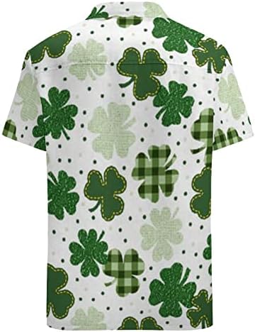 PDFBR Мъжки Ризи с копчета в Деня на Св. Патрик, Лятна Ежедневни Риза с Принтом Зелени Джуджета Голям Размер с Къс ръкав