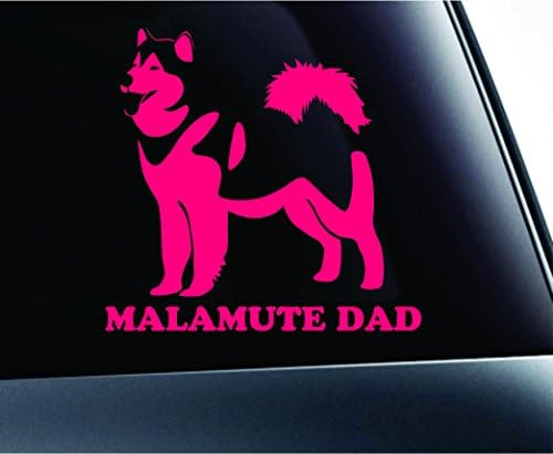 Аляска Маламут Татко Кучето Е Символ На Забавен Стикер На Колата Стикер На Камион Прозорец (Розов)