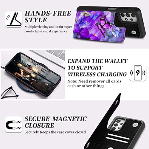 Чанта-портфейл за Samsung Galaxy а a53 5G с държач за карти, калъф-поставка от изкуствена кожа, RFID Заключване, Двойна Магнитна закопчалка,