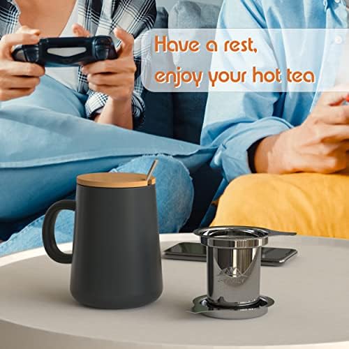 Порцеланова Чаена чаша J-FAMILY с Заварочным устройство и капак, Тава за събиране на капки, една Чаена лъжица, Подаръчен Комплект за