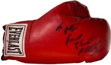 Риддик Bow подписа Боксови Ръкавици Евърласт Red 12 унции за: Джефри COA - Боксови ръкавици с автограф