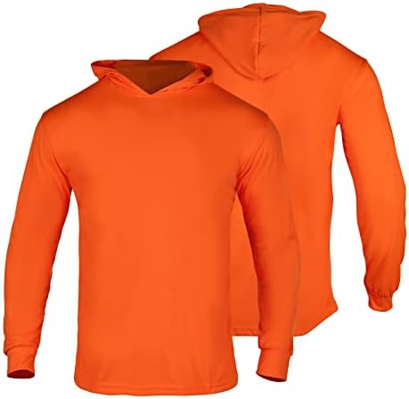 Защитни ризи FONIRRA High Visibility с дълъг ръкав за мъже с качулка, Строителни Работници ризи (Оранжево, XL)