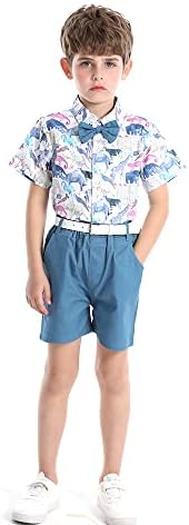 Комплекти Шорти за малки момчета HIMEAN, Хавайски Облекло, Лятна Джентльменская Риза с Къс Ръкав За Малки Момчета, Топ + Шорти с Колан