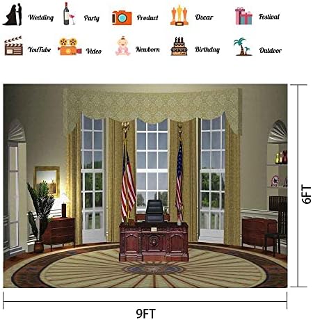 PHMOJEN 9x6 фута Фон за Снимки на Президента на Белия Дом в Овалния Кабинет Винил Фон, За да Снимам Видео Подпори За Студио Фотосесия