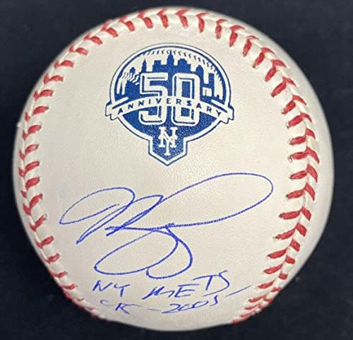 Майк Пиаца Ню Йорк Метс 98-2005 Подписа 50-та Логото на Метс MLB Бейзбол Holo Fanatics - Бейзболни топки с Автографи