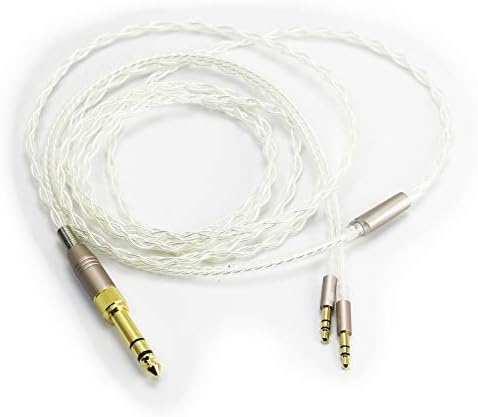 Актуализиран аудио кабел NewFantasia 6N OCC с меден посеребрением, 3,5 мм plug и 6,3 мм адаптер, съвместим със слушалки Hifiman Ananda,