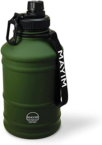 Mayim Голяма бутилка за вода от неръждаема стомана - Одностенная Голяма Метална бутилка за пиене, за спорт, къмпинг, фитнес, тренировки – 2,2 л / 74 грама / Капацитет повеч