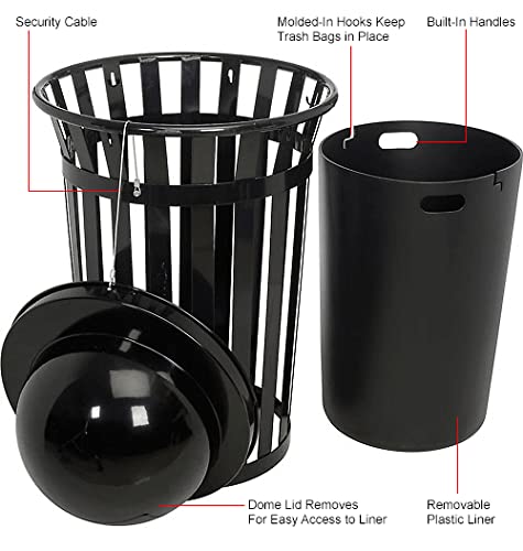 Глобалното Промишлено Подово Метално Решетчатое кофа за Боклук с обем 36 Литра Global Industrial с Купол капака, черен цвят