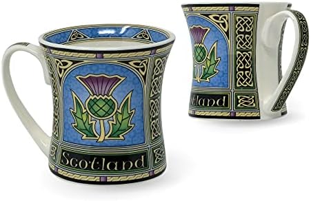 Royal Tara Комплект от 2 Шотландски Steins с Чертополохом, Нов Костен Порцелан, Шотландският Порцеланова Чаша 325 мл11 унции, Сини