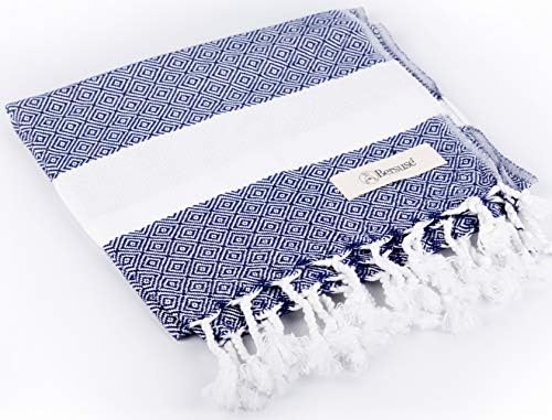 Турското кърпа за ръце Bersuse от памук Laodicea - 23x43 инча, тъмно синьо (опаковка от 12)