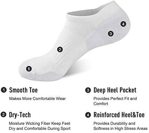 ECOEY Контрол на влажността Комфортни Спортни Чорапи за Бягане В Колело с ниско деколте в глезена Multi Pack