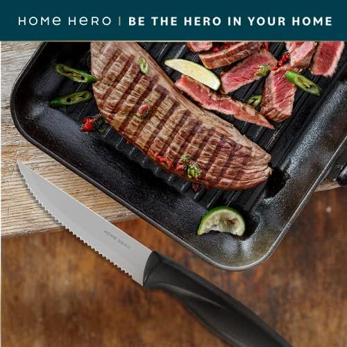 Комплект кухненски ножове Home Hero, Комплект ножове за стек и кухненски аксесоари - Сверхострые ножове от високо неръждаема стомана