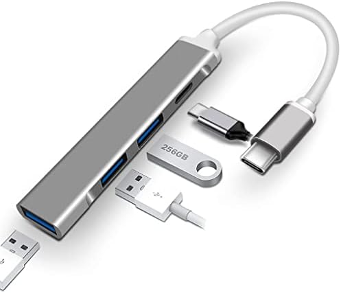 XDCHLK Тип C C USB ХЪБ 3,0 4 Порта Мультиразветвитель OTG Адаптер за Pro Air Аксесоари USB 3.0 Тип C Hub (Цвят: OneColor, Размер: 1,7
