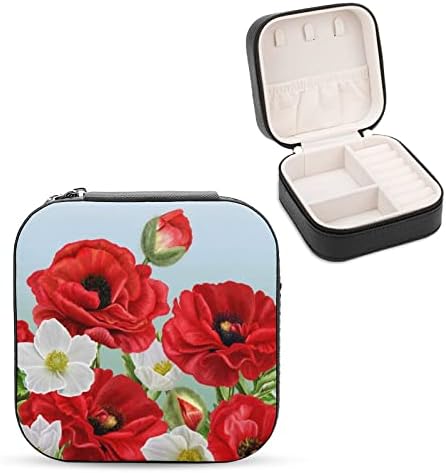Пътен Калъф За Бижута Цветя Червени Макове Цветя, Кутия За Съхранение На Бижута За Момичета Жените